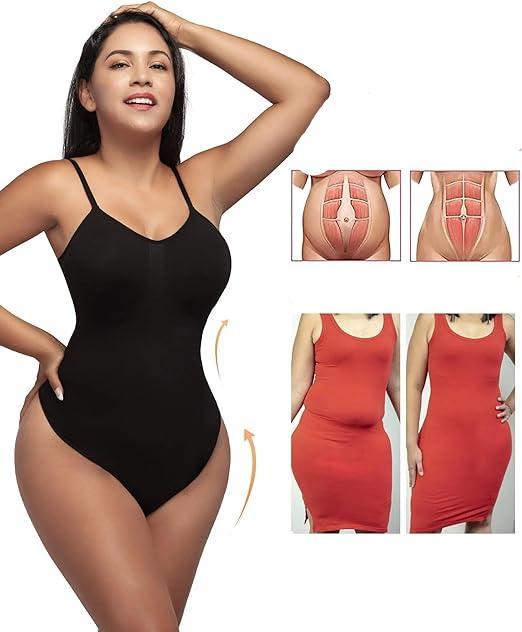 Body Compresora modeladora Cipriano Con Control de Abdomen Para Mujer, Faja Sin Costuras, Cintura Ceñida, 1 - Negro (Tanga),