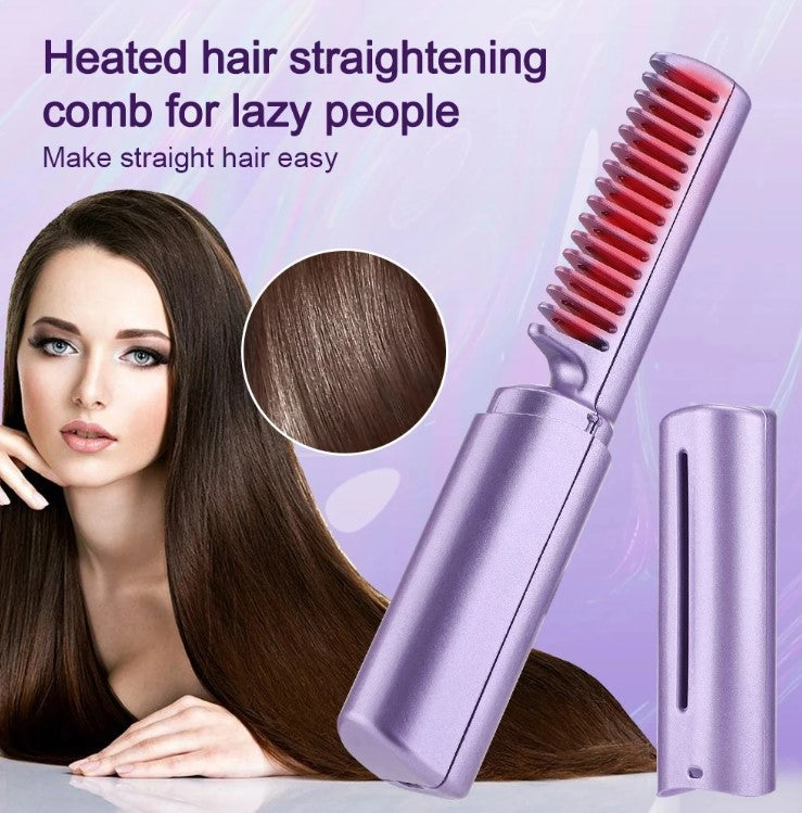 Cepillo alisador de pelo compacto inalámbrico 2 en 1