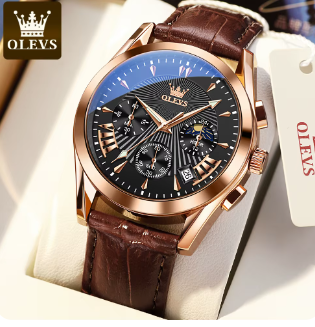 Reloj Analógico de Lujo Para Hombre OLEVS 2876 Con Correa de Cuero