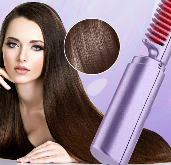 Cepillo alisador de pelo compacto inalámbrico 2 en 1