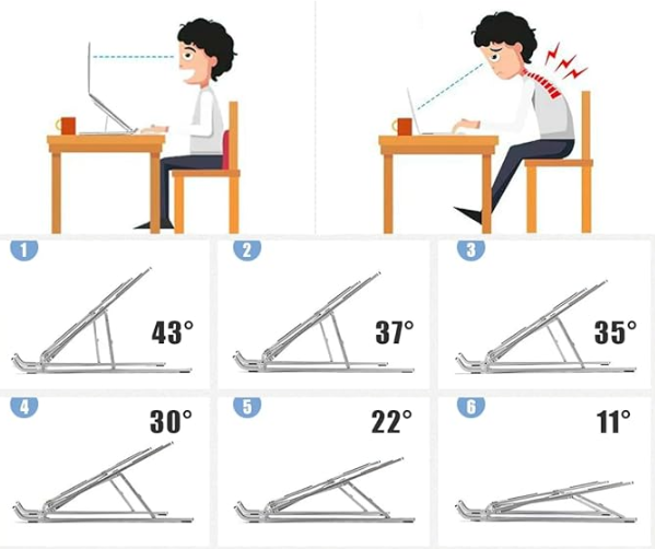 Soporte de Aluminio Para Computadora Portátil  Plegable Ergonómico